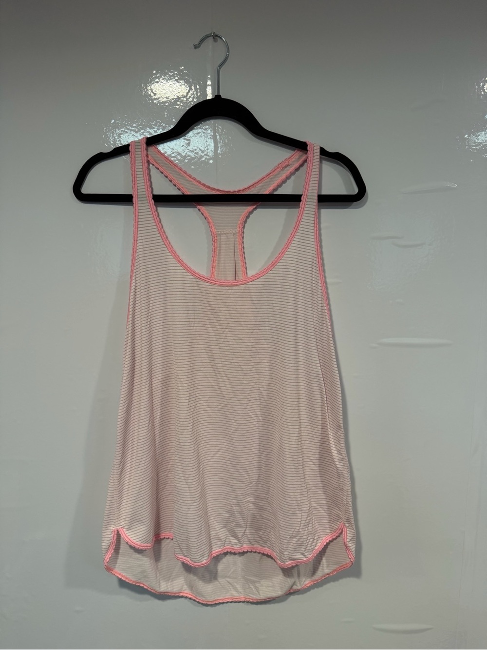 Vintage Lululemon Striped Pink-Trim Racerback Tank Top